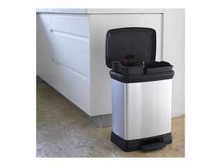 Prügikast Curver, Deco Bin Duo, pedaaliga, 2 sektsiooni, hõbedane, 10+18l