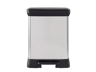 Waste bin Curver, Deco Bin Duo, with pedal, 2 compartments, silver, 10+18l