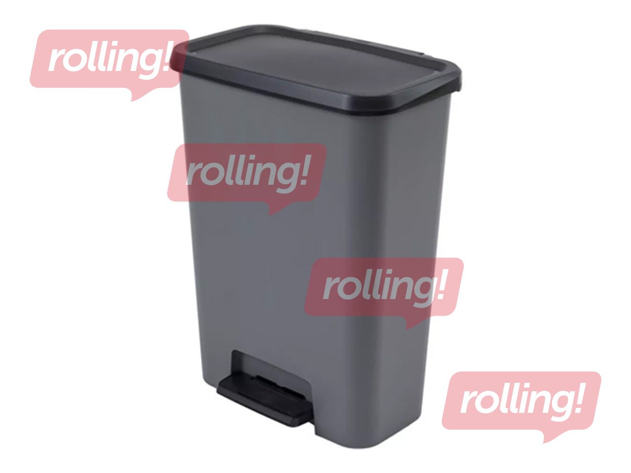 Atkritumu tvertne Curver, Compatta Duo, ar pedāli, 2 nodalījumi, pelēka, 23+23l