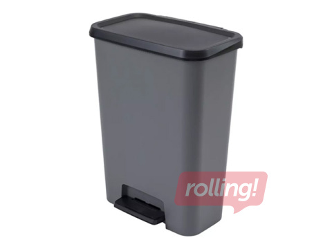 Prügikast Curver, Compatta Duo, pedaaliga, 2 sektsiooni, hall, 23+23l