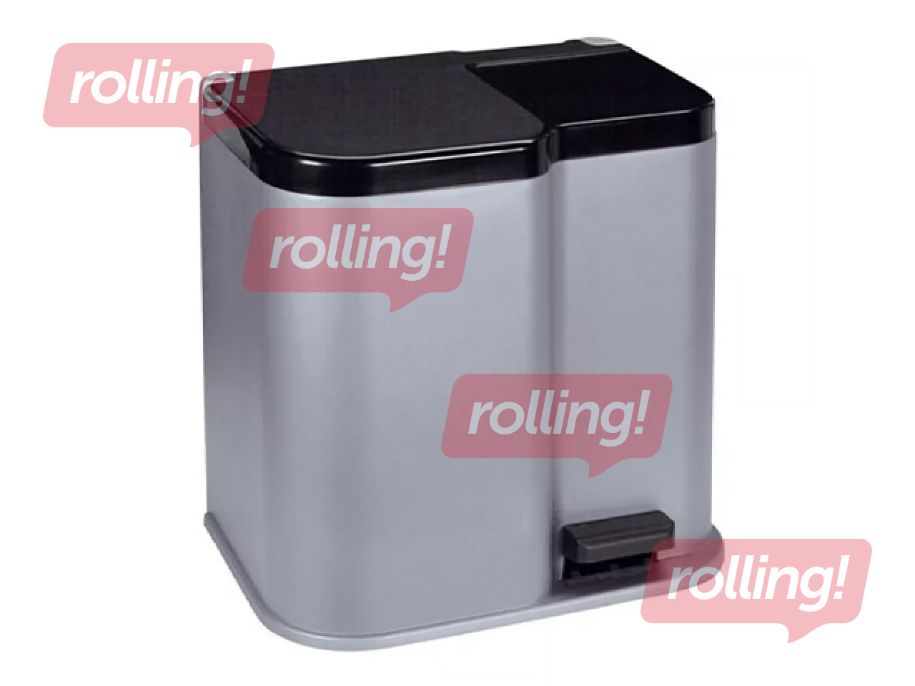 Мусорное ведро Curver, Duo, с педалью, 2 отделения, серебристое, серое, 15+7л