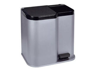 Waste bin Curver, Duo, with pedal, 2 compartments, silver, grey, 15+7l