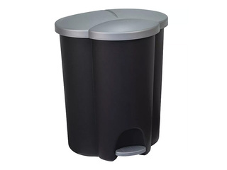 Prügikast Curver Trio, pedaaliga, 3 sektsiooni, must, hõbedane, 17+17+6l