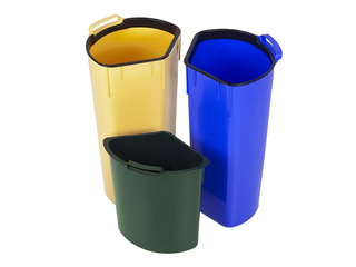 Prügikast Curver Trio, pedaaliga, 3 sektsiooni, must, hõbedane, 17+17+6l