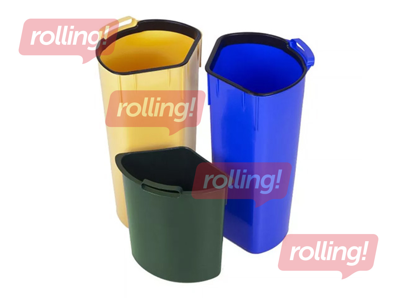 Prügikast Curver Trio, pedaaliga, 3 sektsiooni, must, hõbedane, 17+17+6l