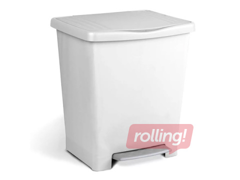 Prügikast Tatay Millenium, pedaaliga, valge, 23l