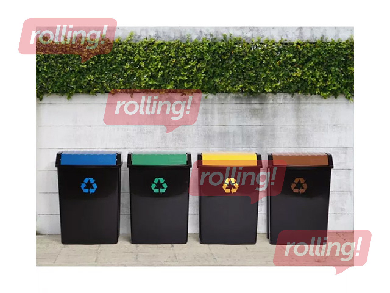 Мусорное ведро Tatay, чёрное с зелёной крышкой, 50л