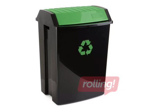 Prügikast Tatay, must rohelise kaanega, 50l