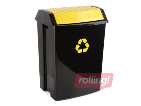 Мусорное ведро Tatay, чёрное с жёлтой крышкой, 50л