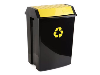 Waste bin Tatay, black with yellow lid, 50l