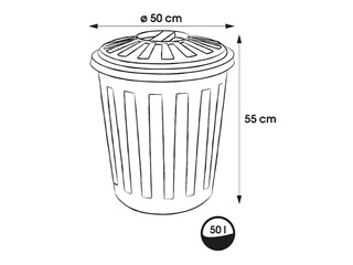 Atkritumu tvertne Keeeper Mats Maxi, plastmasa, pelēka, 50l