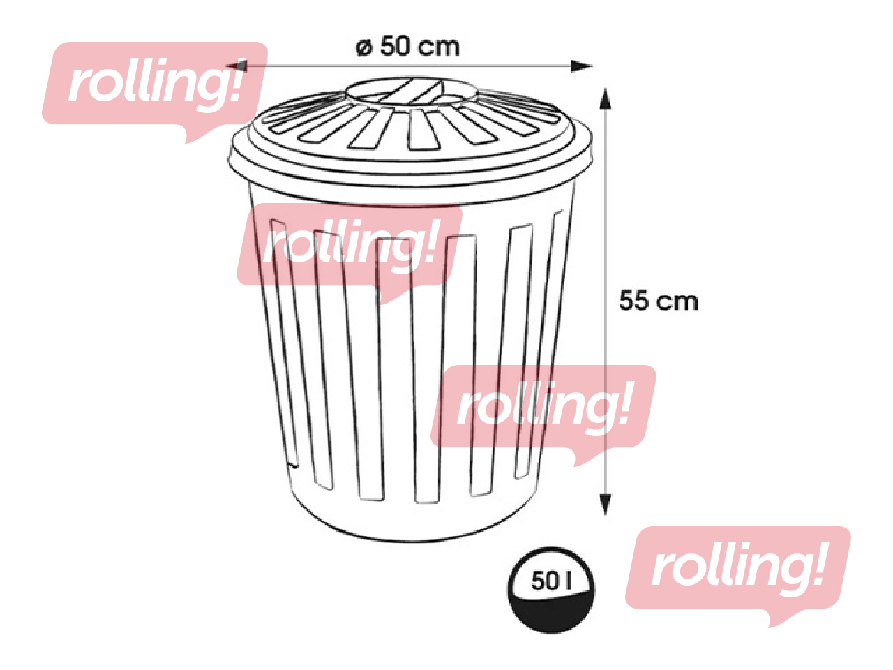 Prügikast Keeeper Mats Maxi, plastmass, hall, 50l