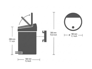 Atkritumu tvertne Brabantia Touch, matēta, melna, 3l