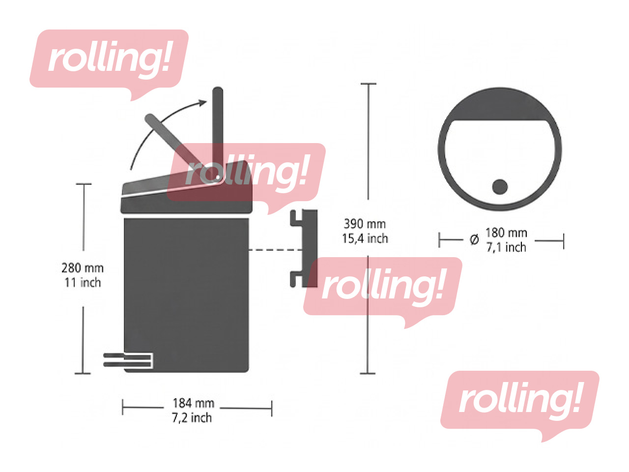 Мусорное ведро Brabantia Touch, матовое, черное, 3л