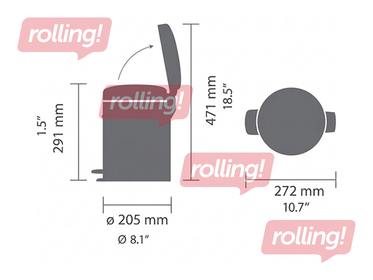 Мусорное ведро с педалью Brabantia, NewIcon, светло-серое, 5л