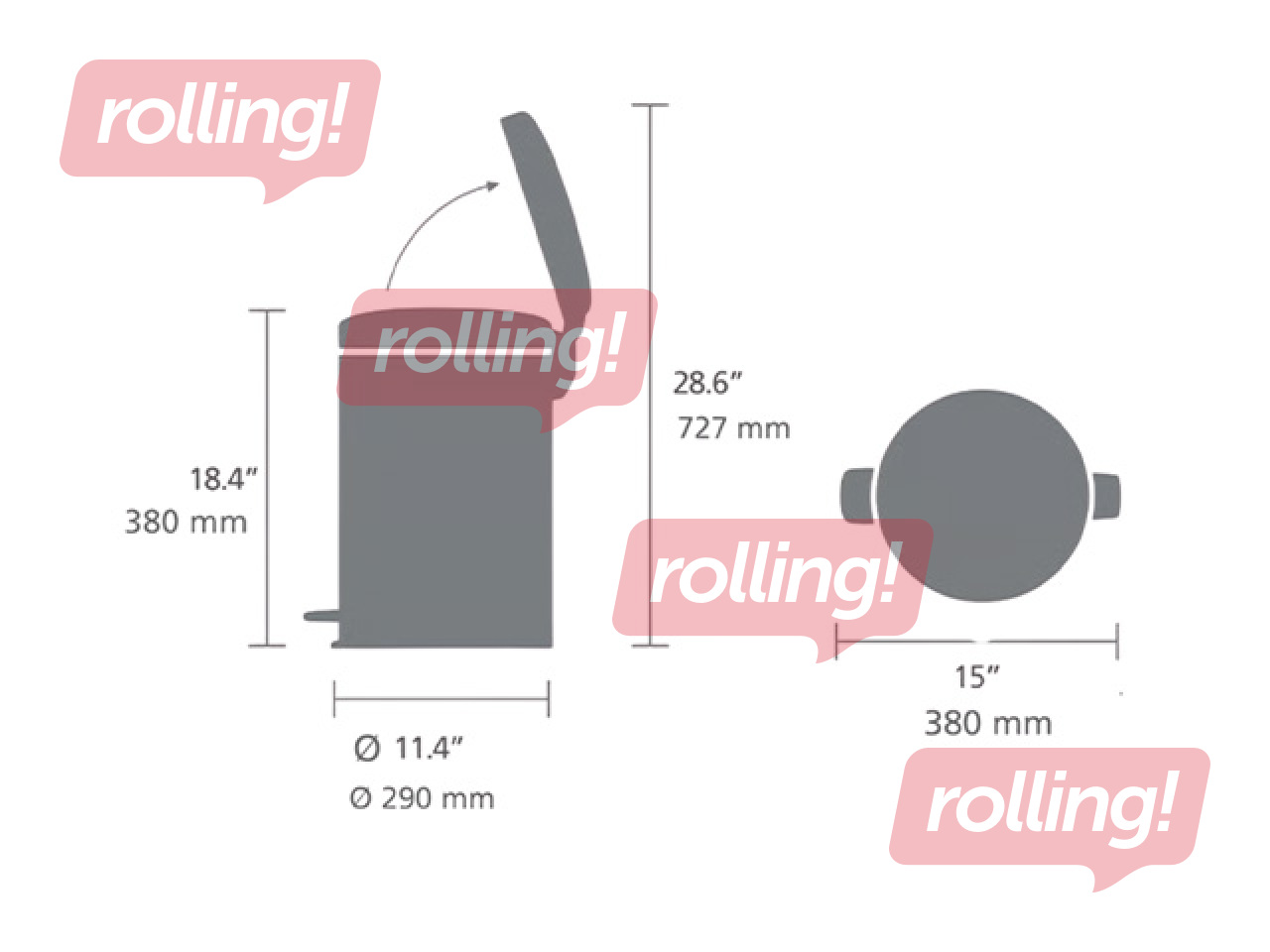 Pedaaliga prügikast Brabantia, NewIcon, helehall, 20l