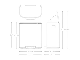 Мусорное ведро с педалью Brabantia Bo, светло-серое, 60л