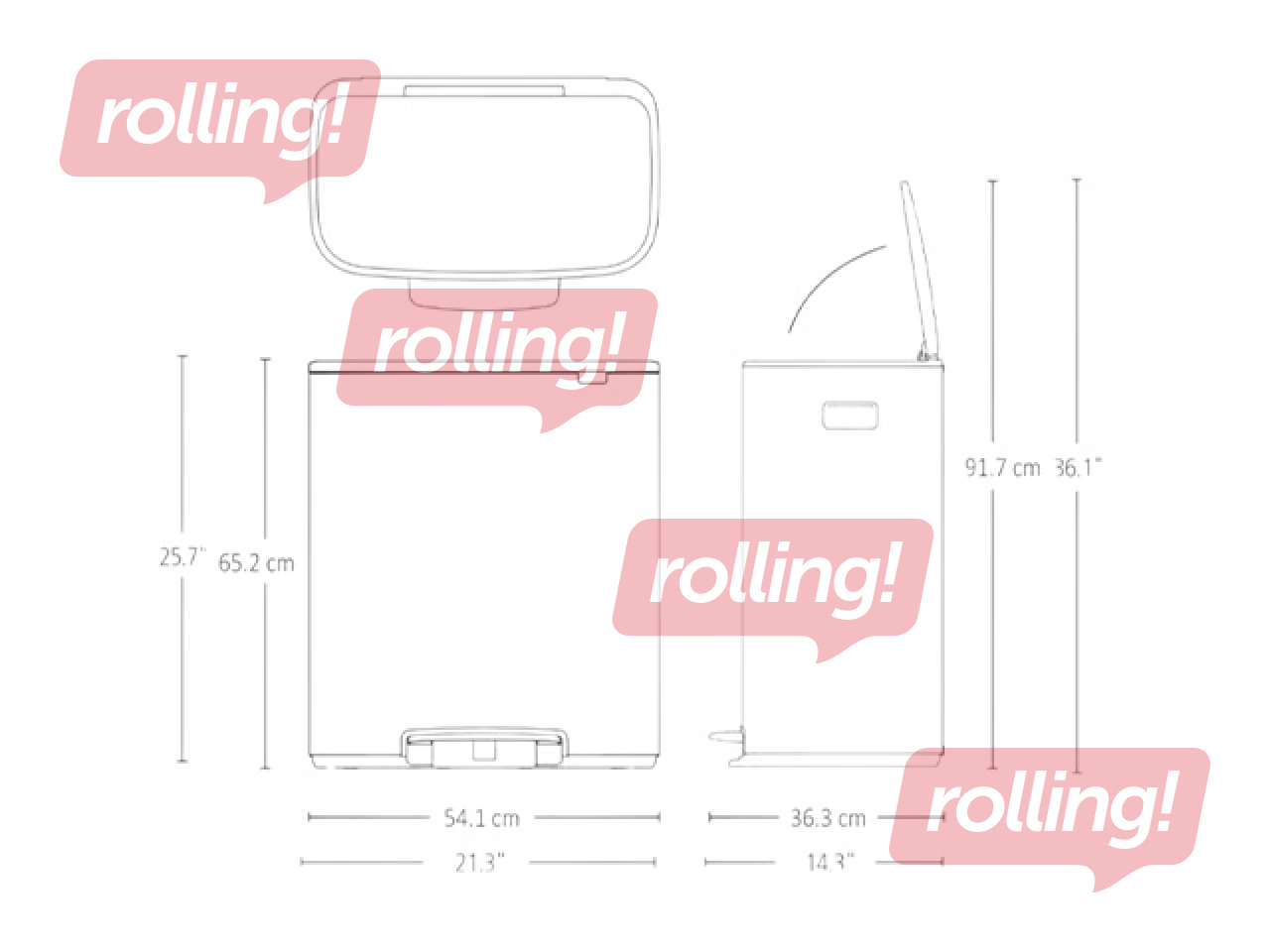 Мусорное ведро с педалью Brabantia Bo, светло-серое, 60л