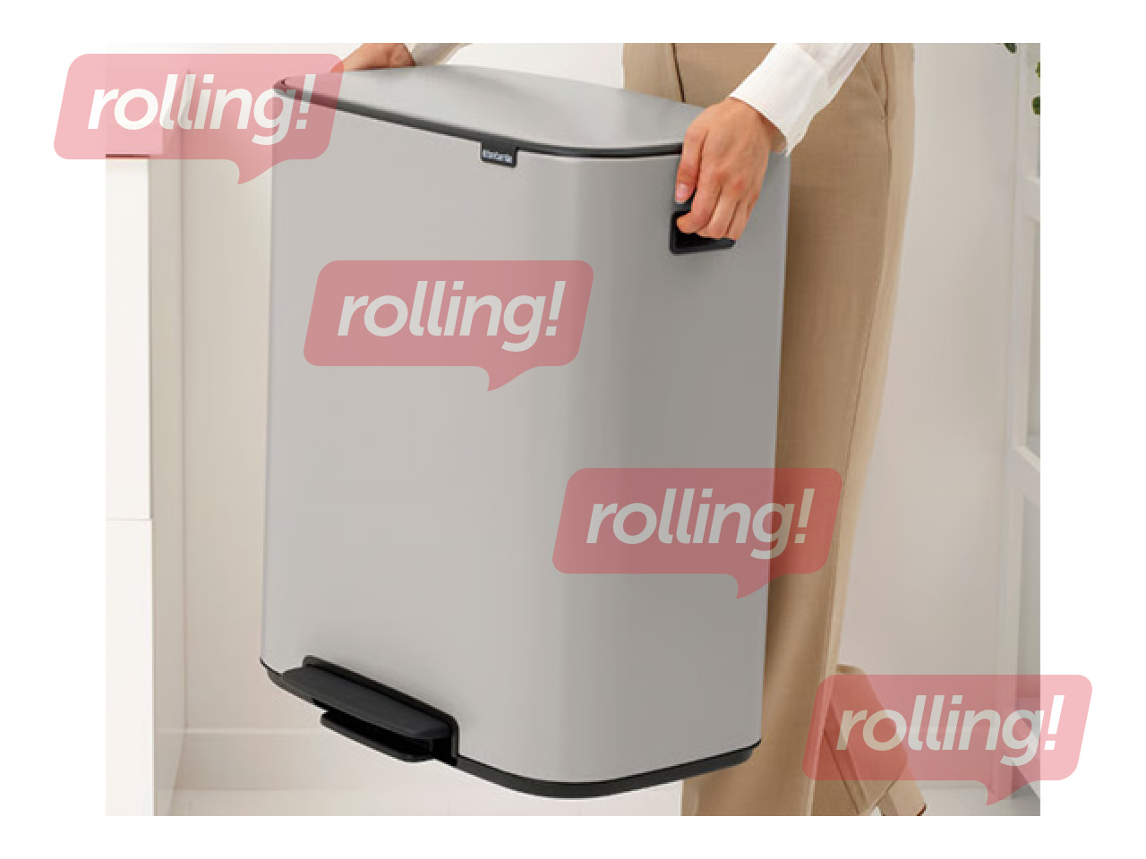 Pedaaliga prügikast Brabantia Bo, helehall, 60l