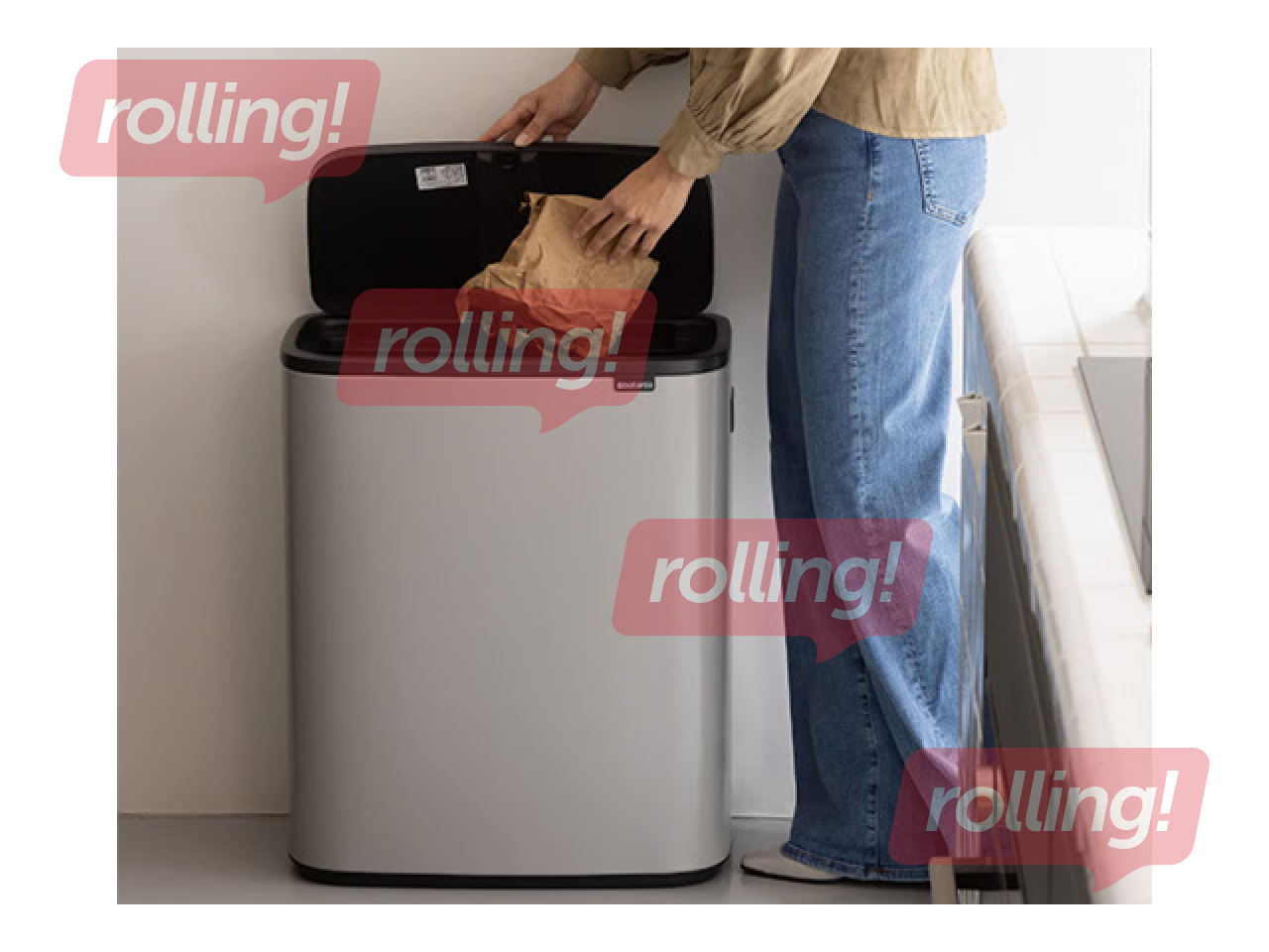 Atkritumu tvertne Brabantia Bo Touch, gaiši pelēka, 60l