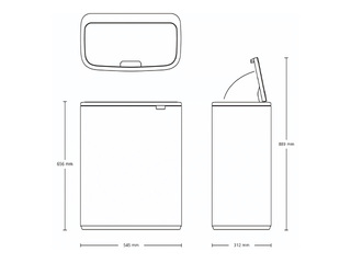 Мусорное ведро Brabantia Bo Touch, светло-серое, 60л