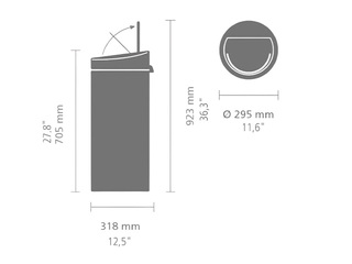 Prügikast Brabantia Touch, helehall, 30l