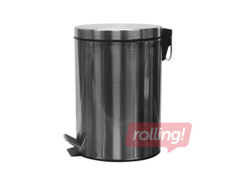 Prügikast pedaaliga, roostevaba teras, matt, 3l