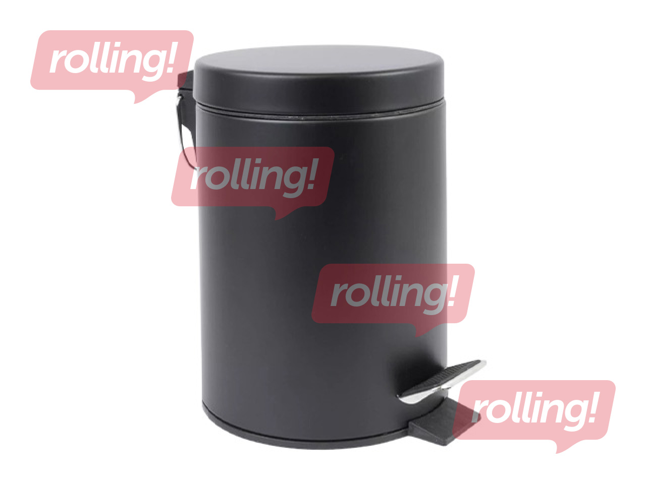 Prügikast pedaaliga, metall, must, 3l