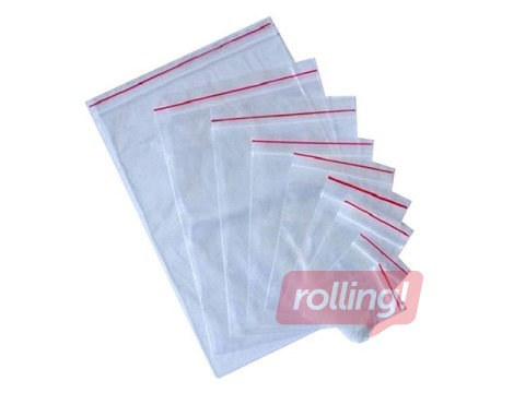 Zip-lock plastic bags 150 x 200 mm, 40 mic, 100 pcs.