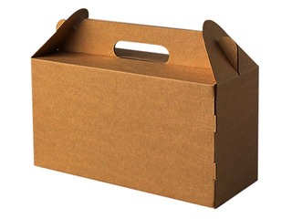 Corrugated cardboard gift box with a handle, 289x115x155mm, brown