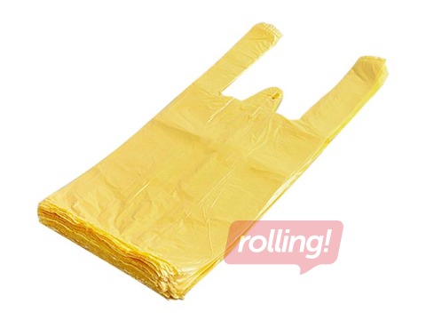Bags with handles HDPE, yellow, 30+15x55cm, 12 mic., 100 pcs