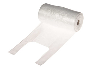 Plastic T-shirt bag, transparent, 20x11x38cm, 500 pcs/ roll