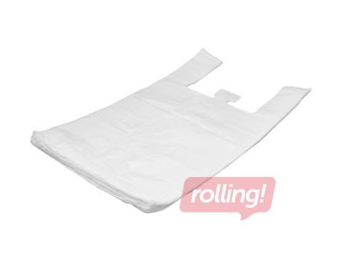 Maisiņi ar rokturiem, HDPE, balti, 45x25x75 cm, 100 gab.