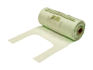 Bags with handles, compostable, green, 22+12x45cm, 200 pcs.