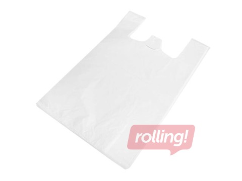 Maisiņi ar rokturiem, balti, 30x15x55cm, 50 mikroni, 25 gab.