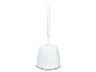 Tualetes birste ar turētāju, plastmasas, balta
