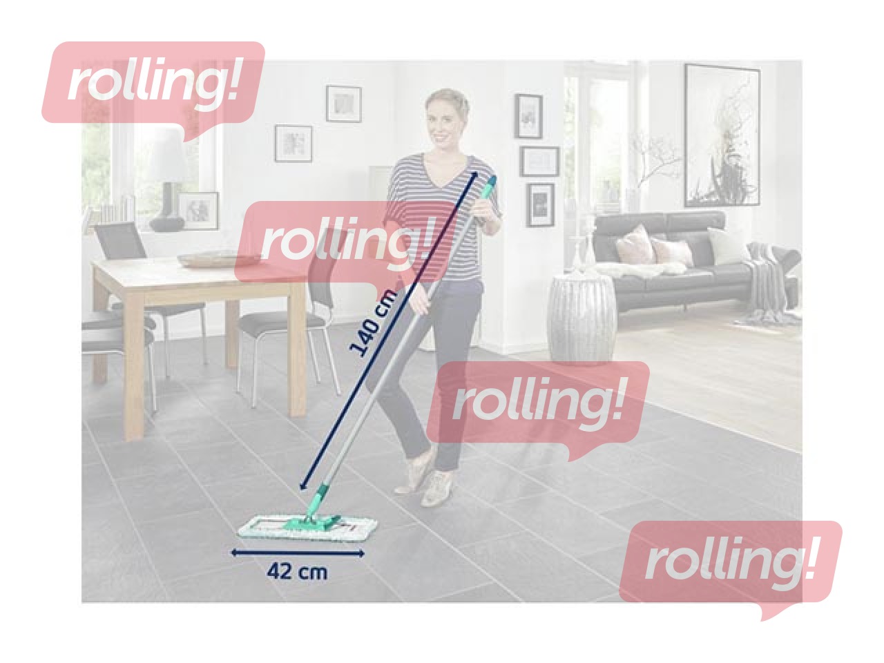 Floor brush with steel handle Leifheit Profi XL Micro duo, 42 cm