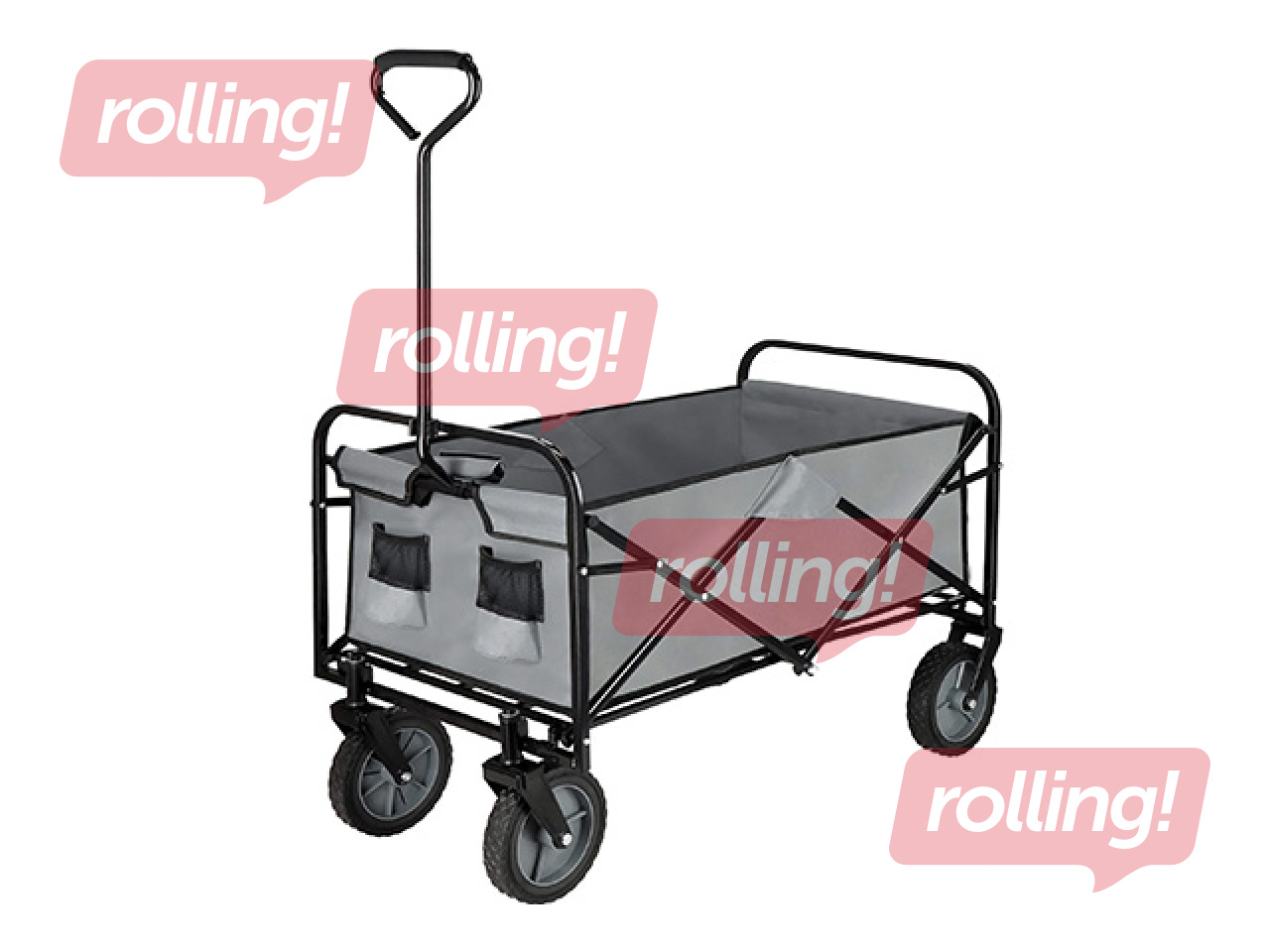 Garden trolley Springos, foldable, grey, load capacity 80kg, 105l
