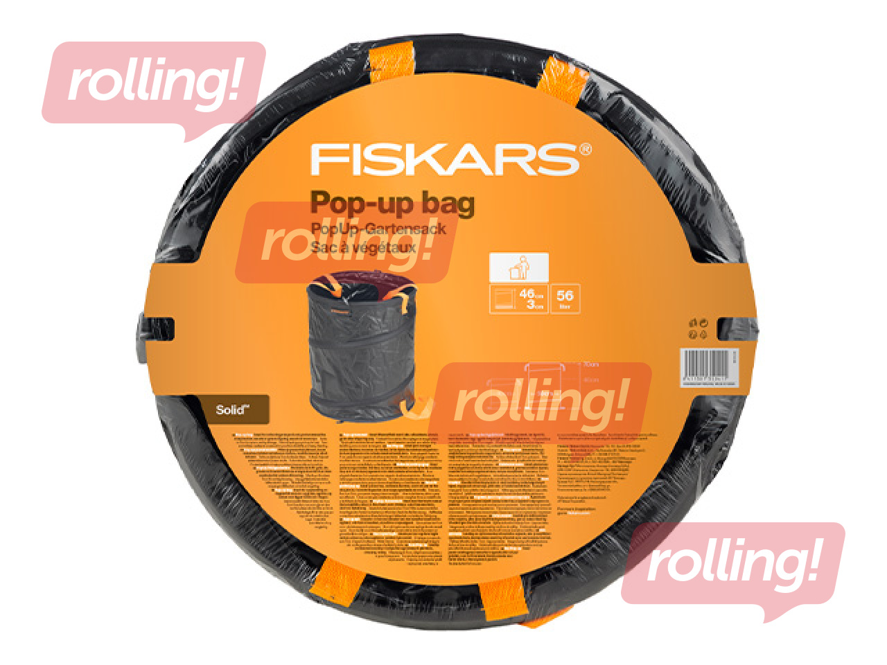 Aiakott Fiskars Solid, kokkupandav, must, 56l