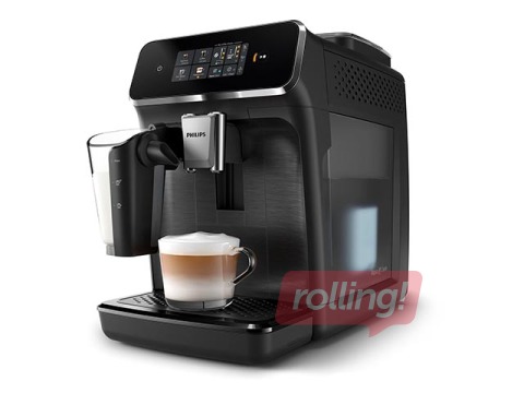 Kohvimasin Philips 2300 seeria, Espresso LatteGo, must
