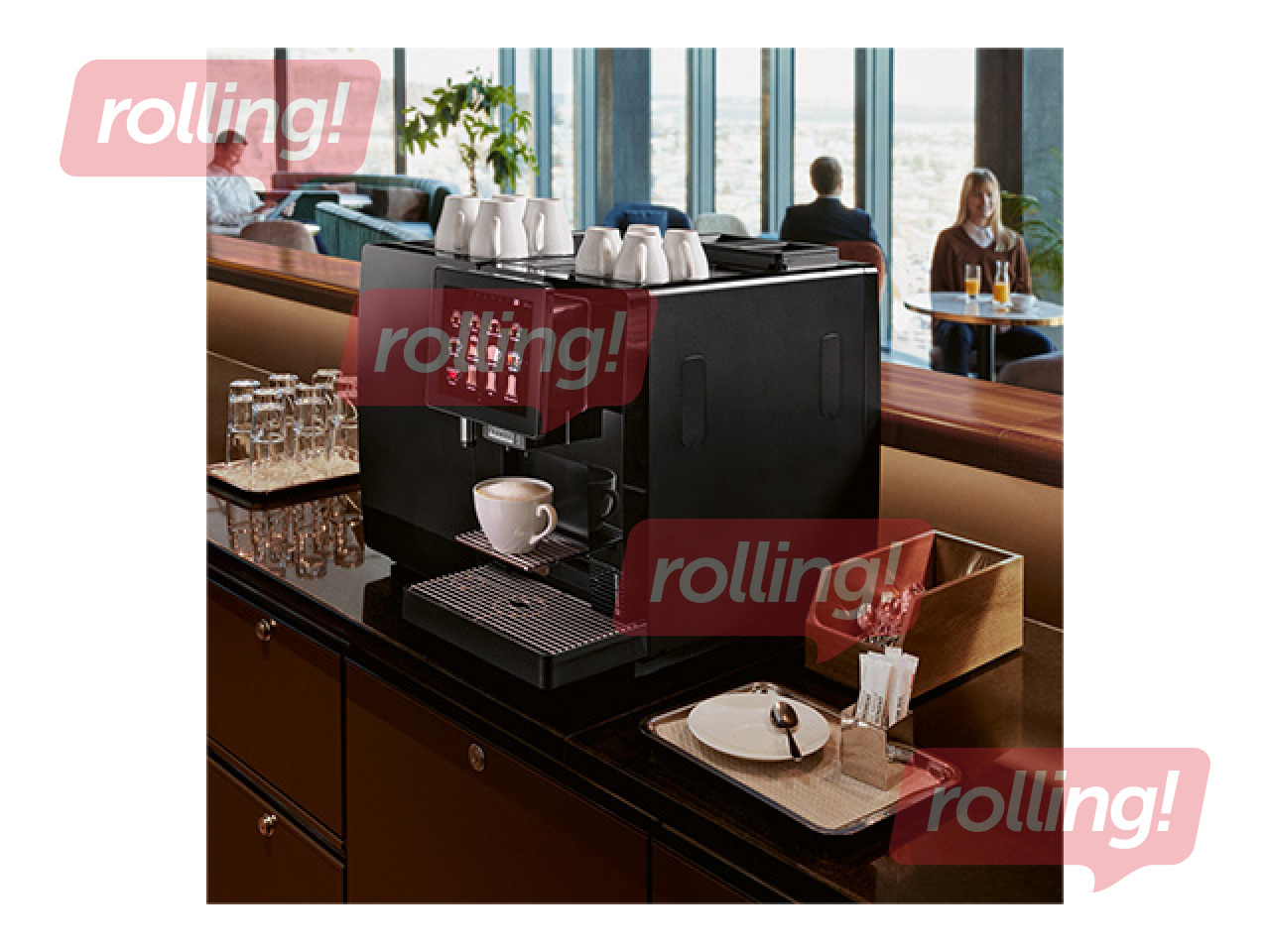 Coffee machine Franke A300 MS EC, with water connection and 2 powder containers, black