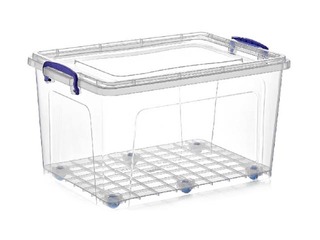 Storage box on wheels with cover, 56 x 37 x h 30 cm , 42 l