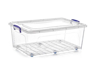 Storage box on wheels with cover, 69 x 47 x h 27 cm , 58 l