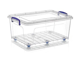 Storage box on wheels with cover, 55 x 37 x h 24 cm , 30 l