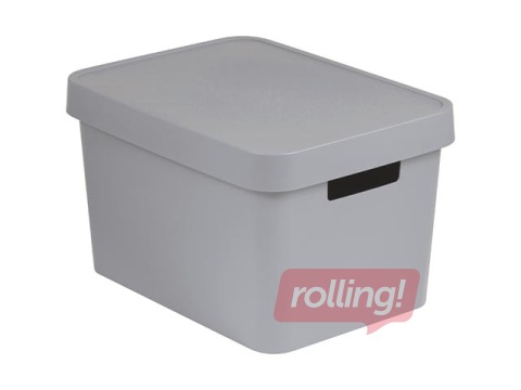 Box with lid Infinity Recycled, 17l, 36x27x22 cm, gray