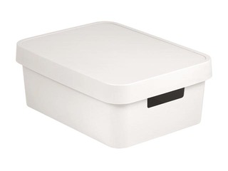 Box with lid Infinity Recycled, 11l, 36x27x14 cm, white