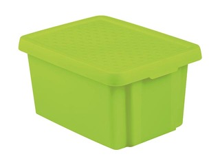 Storage box with lid Essentials, 16 L, green