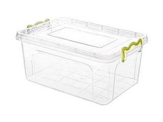 Kast kaanega ja käepidemetega, 3 l, 25,6 x 16,7 x h 12,2 cm, läbipaistev