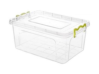 Box with lid and handles, 5l, 31x19,7xh14,1cm, transparent