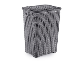 Laundry basket Dunyaplastik Rattan, with lid, grey, 60l